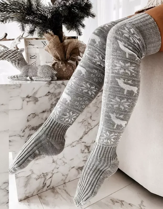 Christmas Stocking – Cozy Women’s Knitted Over-the-Knee Stockings