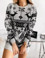 Elk Snowflake Christmas Knitted Dress