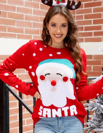 Santa Sweater baby red